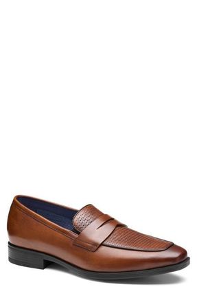 Johnston & Murphy Gibbons Embossed Penny Loafer in Mahogany Full Grain at Nordstrom, Size 11.5