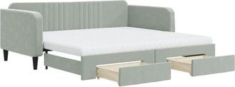 vidaXL Vidaxl - Sof&aacute; Cama Nido Con Cajones Terciopelo Gris Claro 100x200 Cm