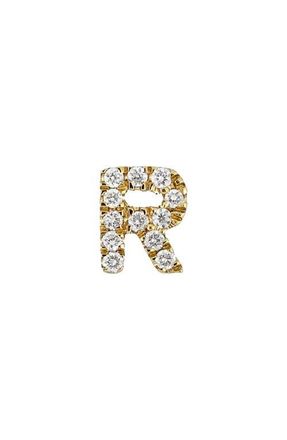 Bony Levy Icon Diamond Initial Single Stud Earring in 18K Yellow Gold - R at Nordstrom