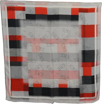 Costume National Zijden Vierkante Sjaal Grijs Rood Geruit - Dames - Zijden sjaals - Veelkleurig - ONE Size - Accessoires