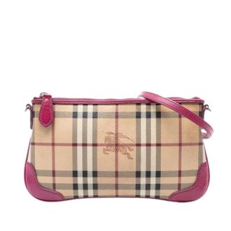 Burberry Pre-owned Shoulder Bags, female, Beige, Size: ONE SIZE Pre-owned Haymarket Check Peyton