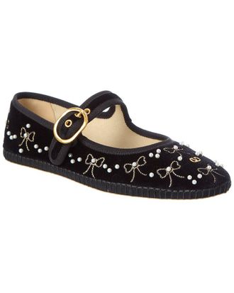 Valentino Vlogo Velvet Ballerina Flat