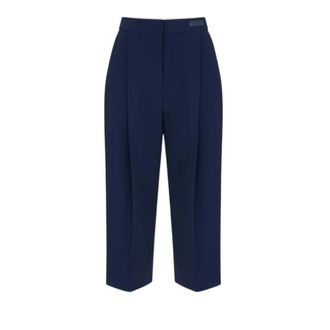 Elisabetta Franchi Pantalones de tejido crep&eacute; ligero - Trousers - Mujer - Azul - M