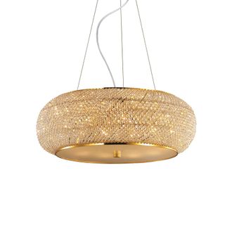 Ideal Lux Pasha - Colgante De 10 Luces De Techo Dorado Con Cristales, E14 - Ideal Lux