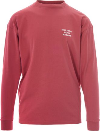 Dr&ocirc;le de Monsieur Long-Sleeve Blush Pink T-Shirt with Bold Slogan Print
