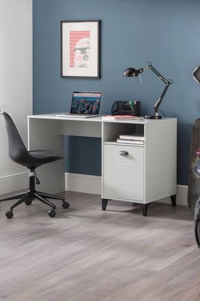 Julian Bowen Lakers Locker Style Desk with Shelf & Cupboard in Grey