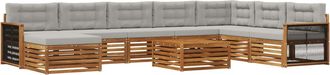 vidaXL Conjunto De Sof&aacute;s De Exterior 9 Uds. Natural Y Gris Claro Vidaxl