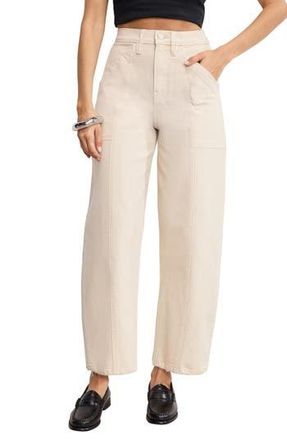 Good American Cotton Blend Canvas Crop Barrel Leg Pants at Nordstrom Rack, Size 0
