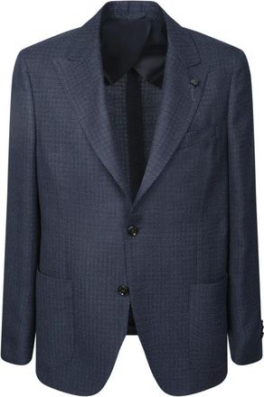 Lardini Single-breasted Tailored Blazer - Heren - Business blazers - Blauw - M - Wol - Kostuums