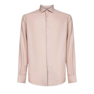 Ermenegildo Zegna Overhemden, Heren, Roze, L, Katoen, Roze Melange Cashco Overhemd