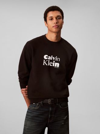 Calvin Klein Sweatshirt CALVIN KLEIN LS EU 350TERRY CALVIN BOLD GRAPH, Herren, Gr. XXL, schwarz, Sweatware, Obermaterial: 100% Baumwolle, unifarben, regular fit no
