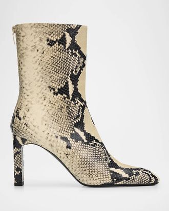 Toteme 85mm Bar Python-Embossed Leather Ankle Boots