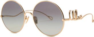 Chlo&eacute; Logo Round-frame Sunglasses - Grey - One Size