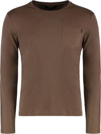 Moorer T-shirt con taschino - Marrone