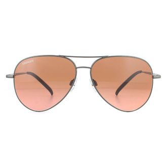 Serengeti Eyewear Aviator Matte Dark Gunmetal Mineral Drivers Brown Gradient Carrara Sunglasses in Grey