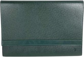 Louis Vuitton Pre-owned Taiga Leren Clutch Tas - Heren - Vintage Clutch - Groen - ONE Size - Leer - Vintage