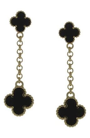 Olivia Welles Onyx Clover Earrings in Gold /Black at Nordstrom Rack