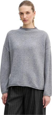 Oui Round-neck Truien - Dames - Ronde hals truien - Grijs - S - Wol - Truien & Vesten