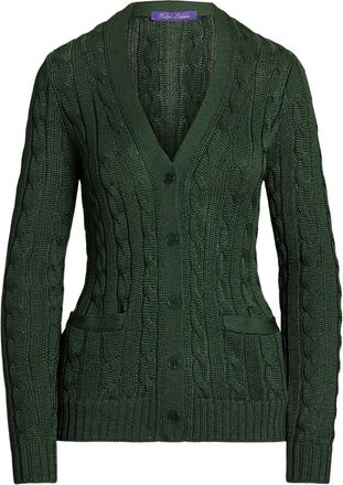 Ralph Lauren Collection Cardigan in seta in maglia a trecce - Verde