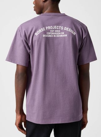 Norse Projects Mens Purple arched logo T-shirt