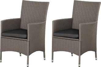 OUTSUNNY 2PC Outdoor Rattan Armchair Wicker Dining Chair Set for Garden Grey