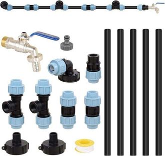 OEM [nunca Usado] Kit De Conexi&oacute;n Ibc S60 X 6 Para 3 Tanques Ibc Uno Al Lado Del Otro / Tanque De Lluvia Con Grifo De Jard&iacute;n De 3/4