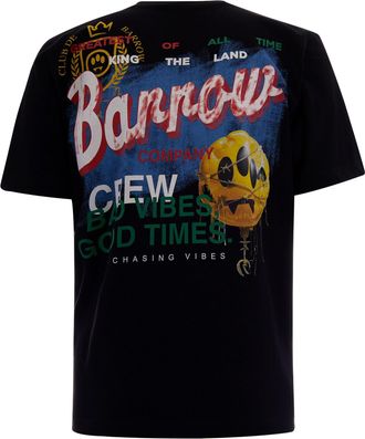 Barrow Mens T-Shirt Bad Vibes Good Times Black Cotton T-Shirts And Polos