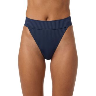 O'Neill Shorebreak Rib Santa Barbara High Waist Bikini Bottoms in Navy at Nordstrom, Size X-Large