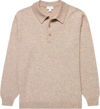 Sunspel Mpol 8293 Whao Cashmere Polo - Heren - Polos - Beige - XL - Kasjmier - Tops