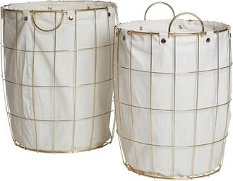 Premier Housewares Round Gold Wire Laundry Basket - Set of 2