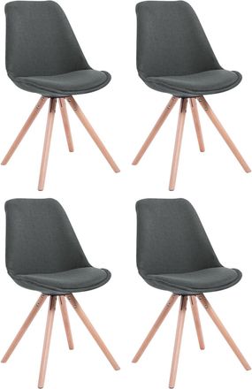 Clp Clp - Set De 4 Sillas De Comedor Toulouse En Tela Gris Oscuro Natural
