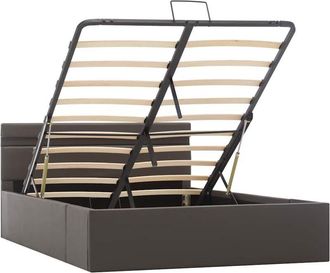 vidaXL Vidaxl - Cama hidráulica almacenaje led sin colchón gris 140x200 cm