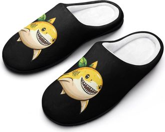 Generic Lemon Shark Womens Cotton Slipper Comfortable Cozy Plush Slippers Anti-Skid Indoor House Closed Toe Shoes
