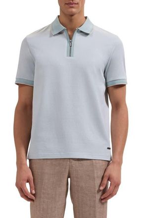 Bugatchi Quarter Zip Polo in Seafoam at Nordstrom, Size Xx-Large