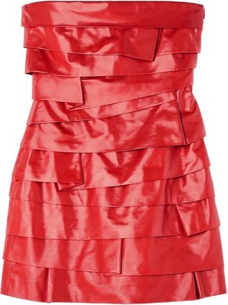 Versace Gelaagde strapless mini-jurk - Rood