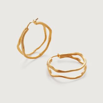 Monica Vinader Gold Double Medium Hoop Earrings