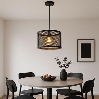 Nowa Lampada A Sospensione A Led Lampada Da Soggiorno Lampada A Sospensione Retr&ograve; Lampada Da Tavolo, Oro Nero, Paralume In Metallo, 1x E27 Led A Filamento,