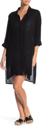 Elan Boyfriend Cover-Up Shirt in Black at Nordstrom Rack, Size X-Large