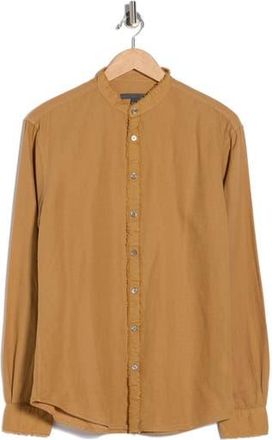 John Varvatos Slim Fit Band Collar Stretch Button-Up Shirt in Brown Sugar at Nordstrom Rack, Size Xx-Large