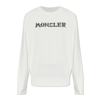 Moncler Sweatshirts, male, White, Size: 2XL Embroidered Logo Sweatshirt