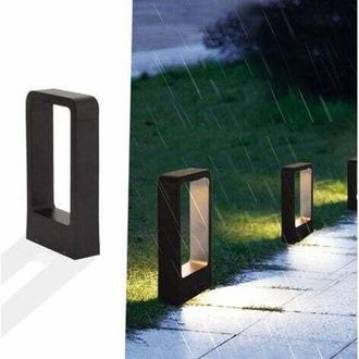 OEM Baliza Led Con Toma De Corriente, 7w, 3000k, Ip65, Iluminaci&oacute;n Exterior Para Patio, L&aacute;mpara De Jard&iacute;n, Color Negro, Luz Blanca C&aacute;lida, Luminaria Decor