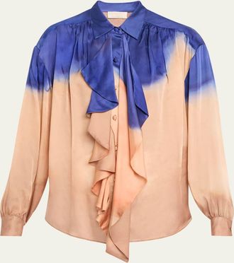 Ulla Johnson x Helen Frankenthaler Gesture Silk-Chiffon Ruffle Blouse