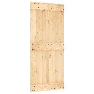 Berkfield Home Sliding Door with Hardware Set 90x210 cm Solid Wood Pine in Tan