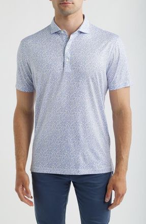 Johnnie-O Watercolors Floral Performance Jersey Polo in Viola at Nordstrom, Size Xx-Large