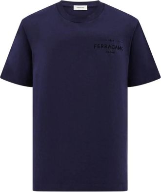Ferragamo T-shirt - Heren - T-shirts - Blauw - L - Katoen - Tops