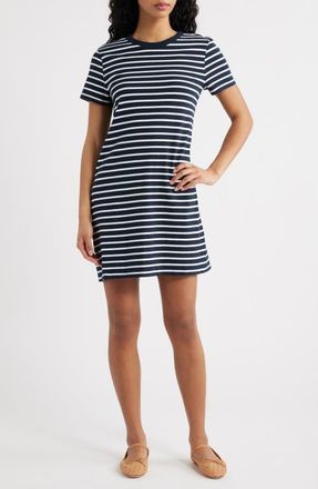 Madewell Stripe T-Shirt Minidress in Dark Navy White at Nordstrom, Size Xx-Small