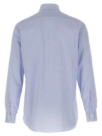 Barba Striped Cotton Poplin Shirt - Blue