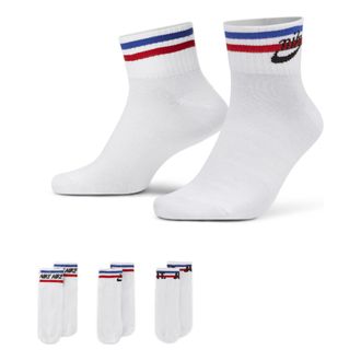 Nike Everyday Ankle Alphabet Logo Pattern Casual Sports Socks 3 Pairs White DX5080-100