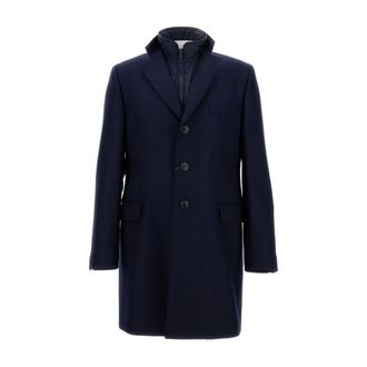 Fay Double Coat - Heren - Mantel - Blauw - L - Wol - Jassen