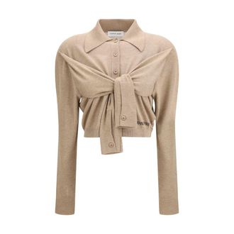 Marine Serre Beige Viscose Womens Cardigan